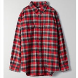 Aritzia new haven button up red/blk plaid L